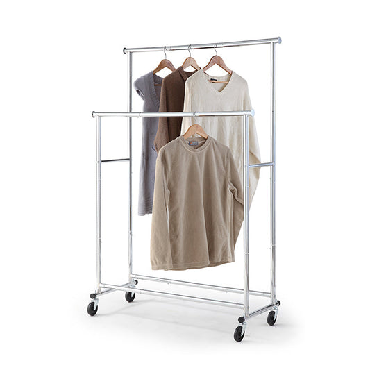 Heavy Duty Chrome Double Rod Clothing Garment Rack