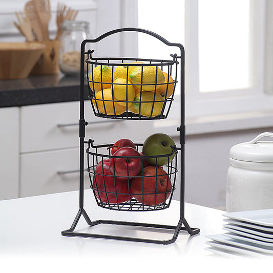 2 Tier Olive Countertop Fruit Basket