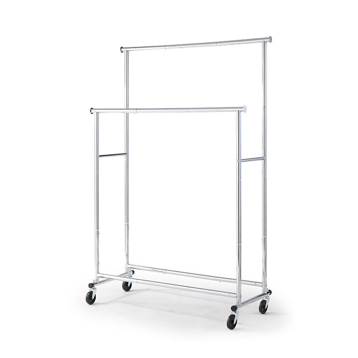 Heavy Duty Chrome Double Rod Clothing Garment Rack
