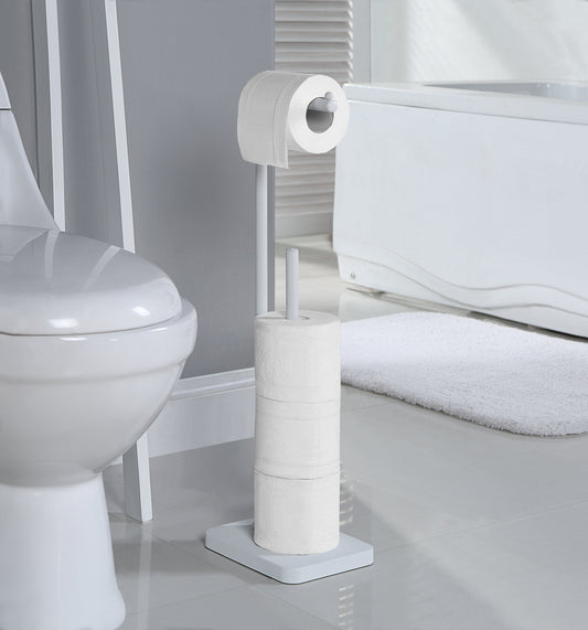 Toilet Tissue Paper Roll Holder Square Base Stand with Reserve
