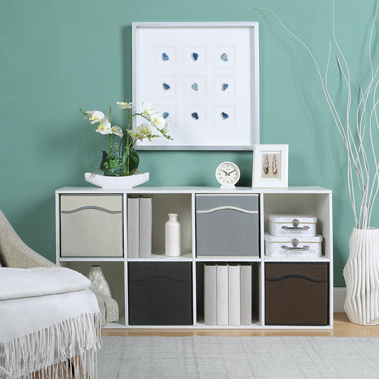 Classic Collapsible, Foldable Storage Fabric Cube Organizer Bin - Pack of 6