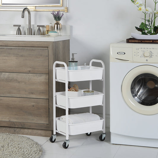 Compact Reinforced Plastic 3 Tier Rolling Utility Cart