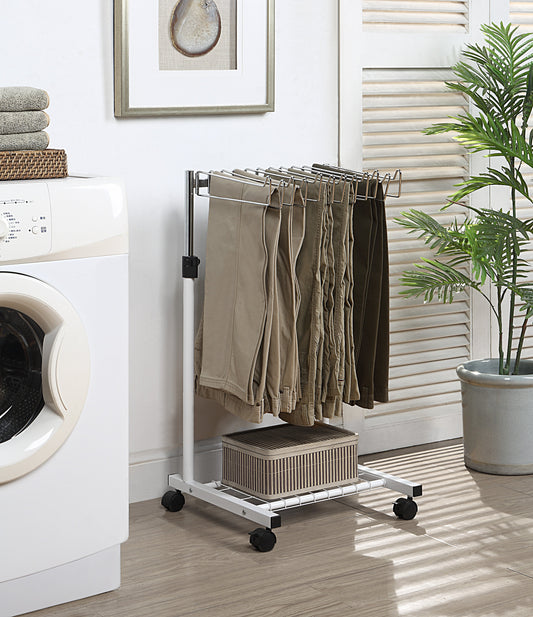 12 Pants/Jeans/Trouser Height Adjustable Rolling Trolley Cart