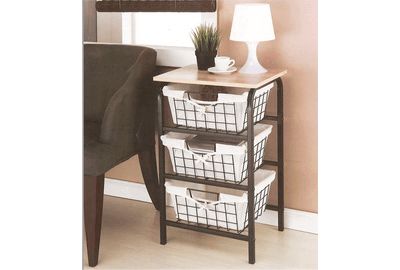 3 Tier Wire Baskets W Desk Top