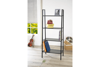 Black Bookcase Metal Open Storage Shelves