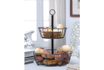 Tabletop 2-Tier Countertop Fruit Basket Stand