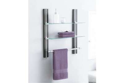 2-Tier Glass Shelf With Towel Bar
