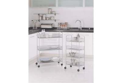 3~4-Tier Metal Mesh Rolling Storage Shelving Rack W Casters