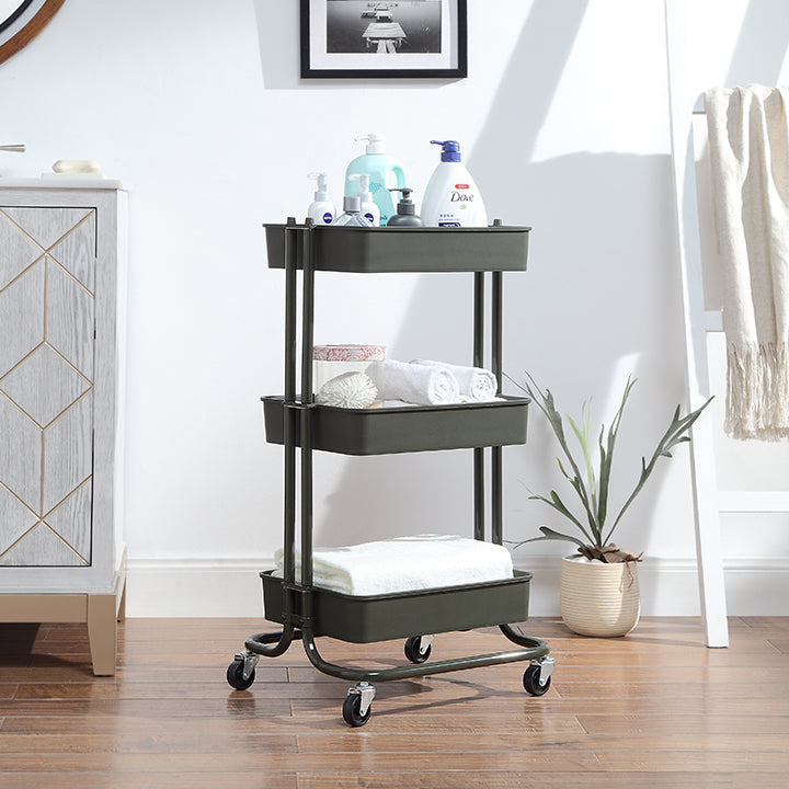 TPC 3 Tier Plastic Rolling Utility Cart