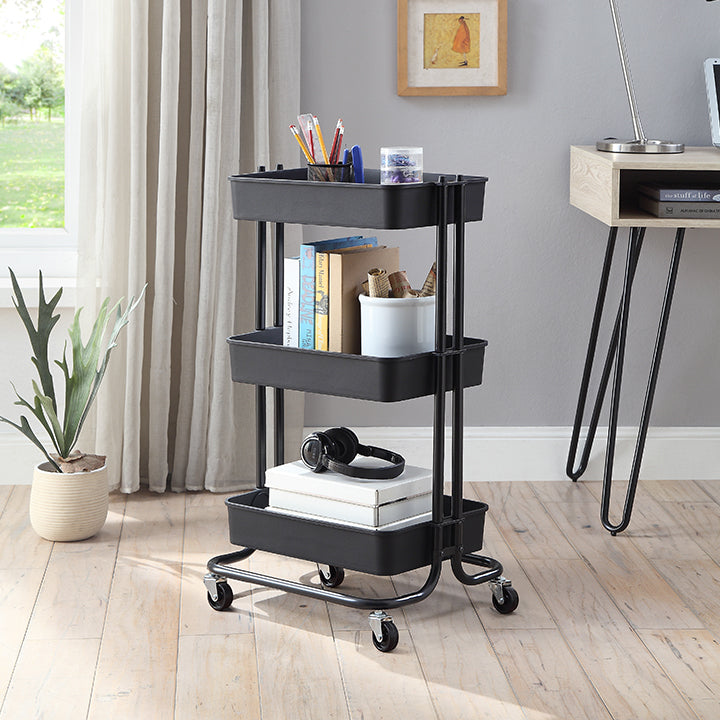 TPC 3 Tier Plastic Rolling Utility Cart