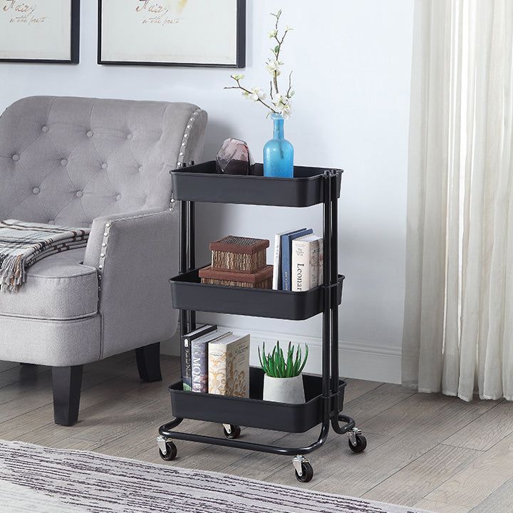 TPC 3 Tier Plastic Rolling Utility Cart