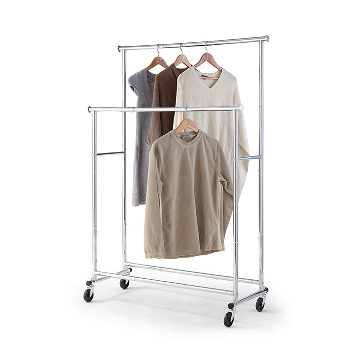 Heavy Duty Chrome Double Rod Clothing Garment Rack