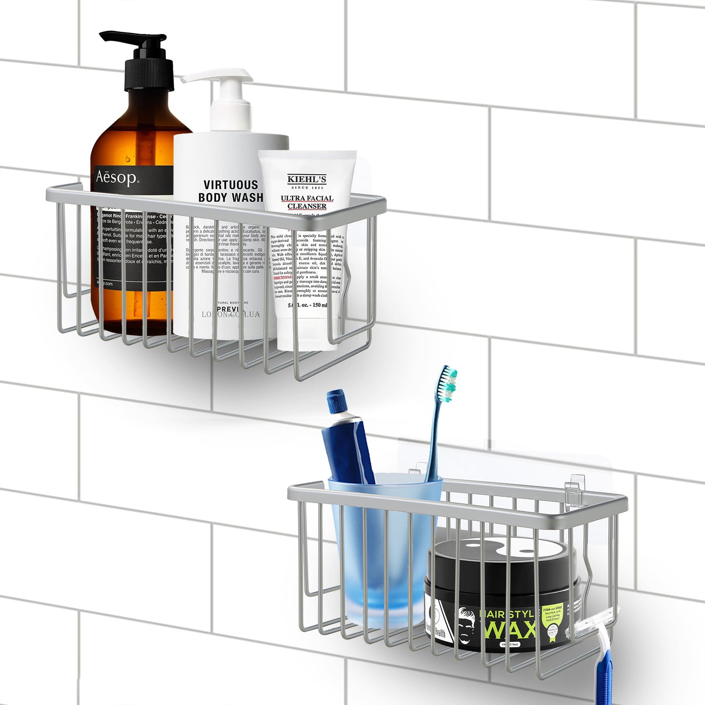 Adhesive Mount Classic NeverRust Aluminum Shower Caddy (Set of 2)