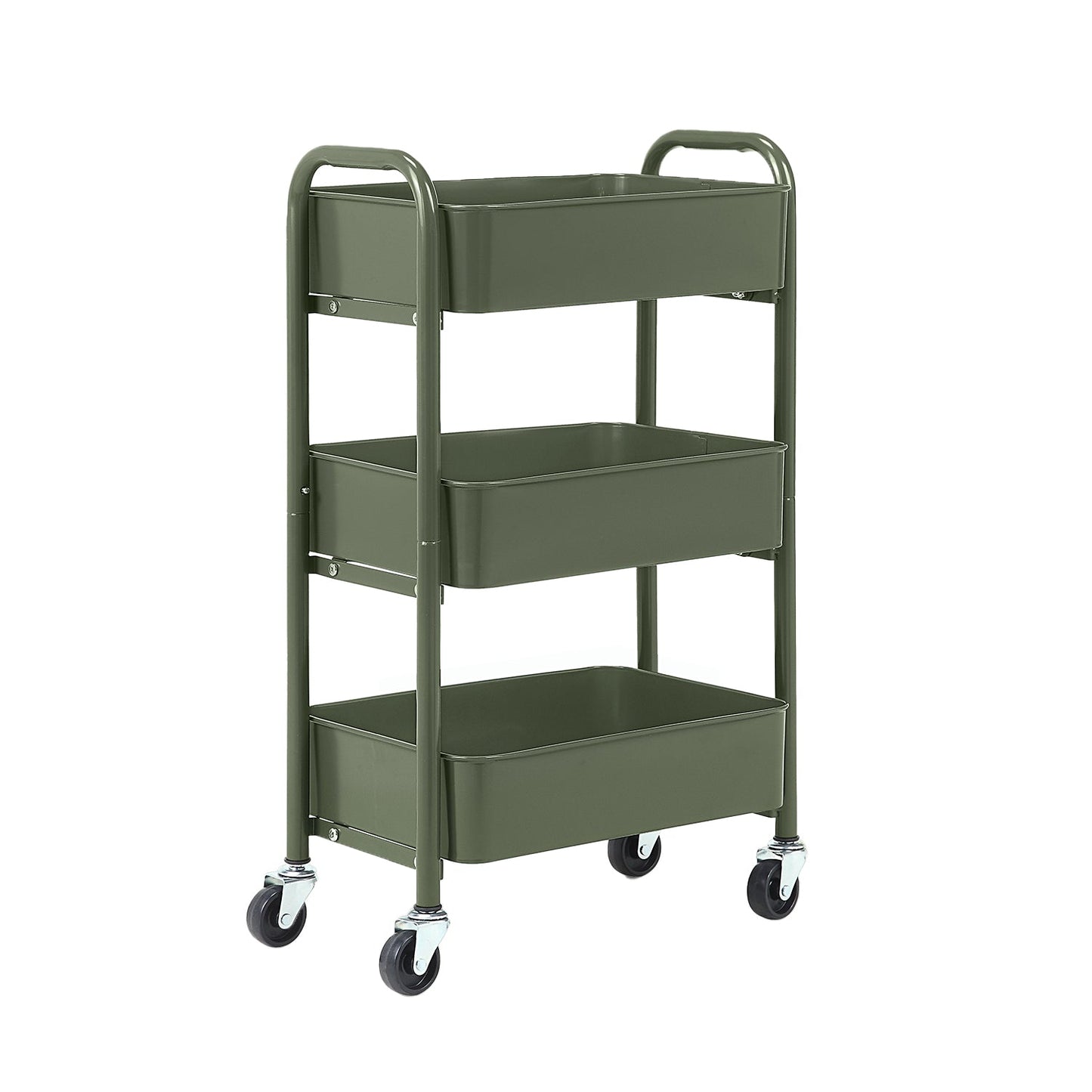 Metal Compact 3 Tier Rolling Cart