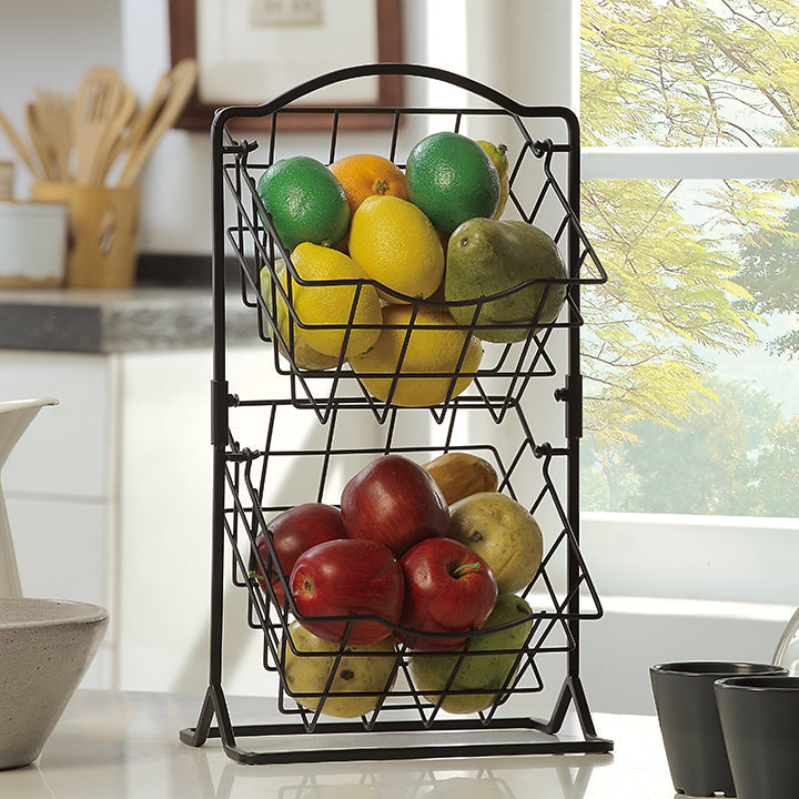 2-Tier Square Countertop Fruit Storage Basket