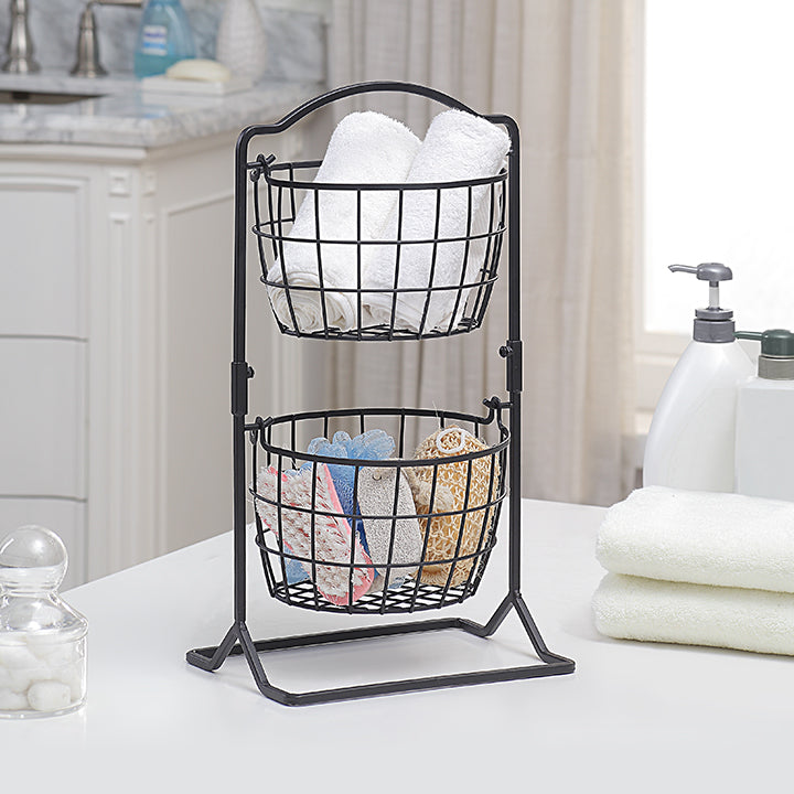 2 Tier Olive Countertop Fruit Basket