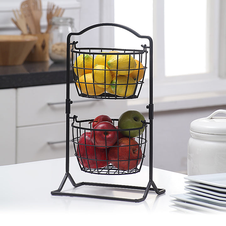 2 Tier Olive Countertop Fruit Basket