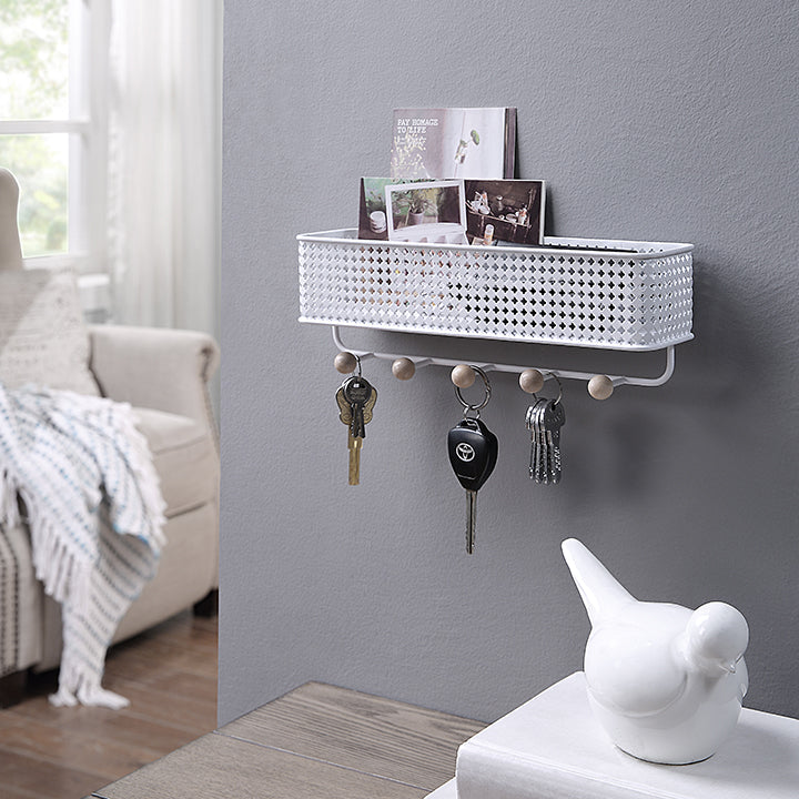 Wall Mount Metal Entryway Storage Organizer Mail Sorter Basket