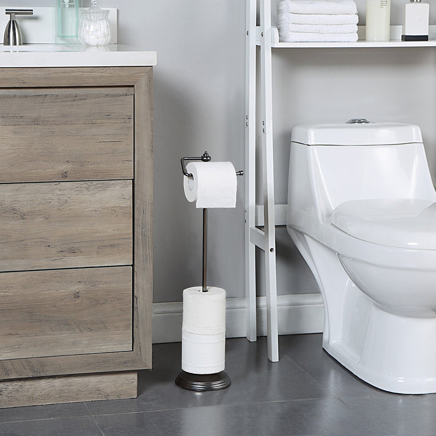 VVA Free Standing Toilet Tissue Paper Roll Holder