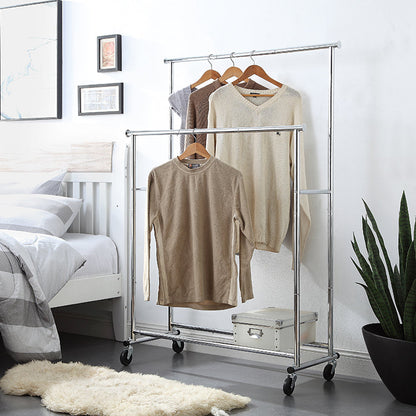 Heavy Duty Chrome Double Rod Clothing Garment Rack