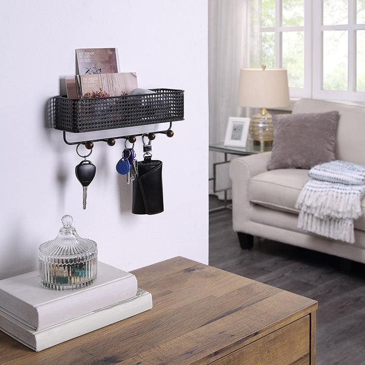Wall Mount Metal Entryway Storage Organizer Mail Sorter Basket