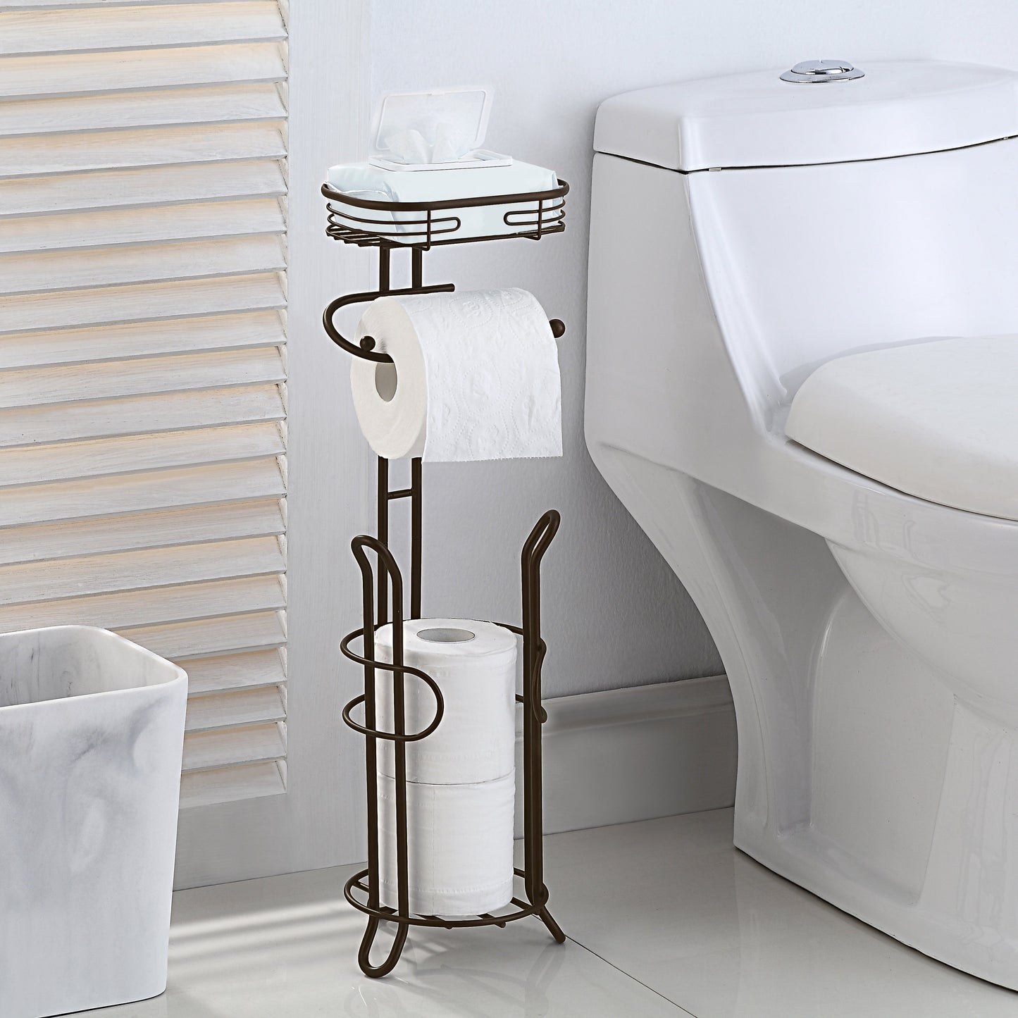 Heavyweight Toilet Tissue Paper Roll Storage Holder Stand