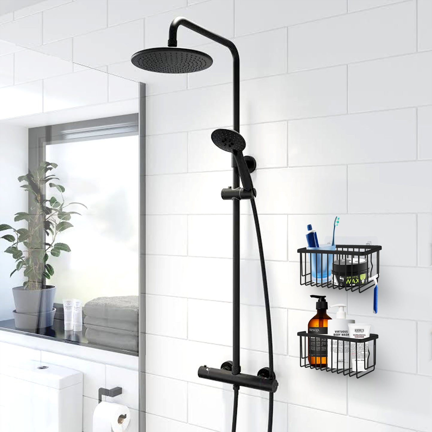 Adhesive Mount Classic NeverRust Aluminum Shower Caddy (Set of 1)