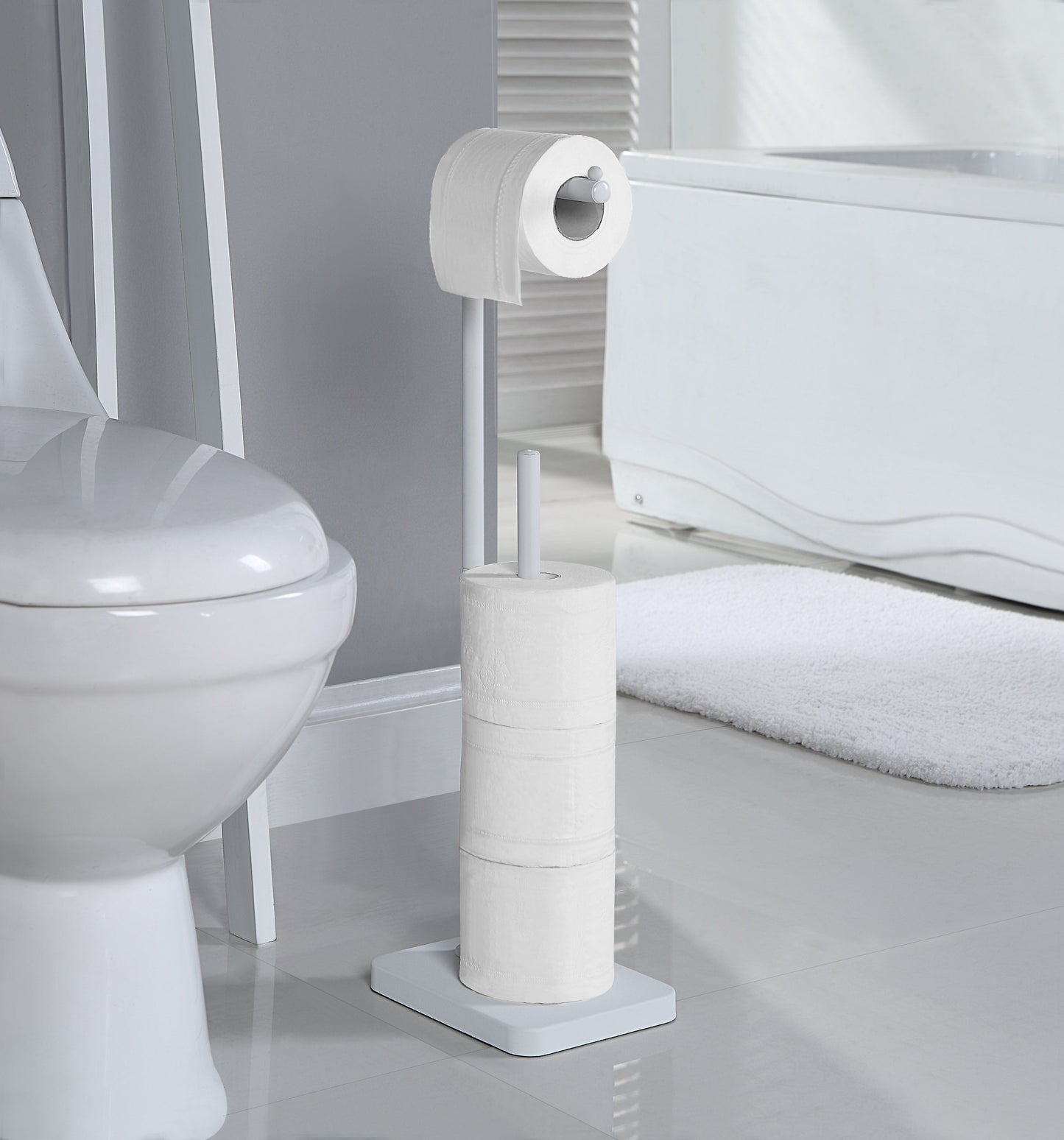 Toilet Tissue Paper Roll Holder Square Base Stand with Reserve