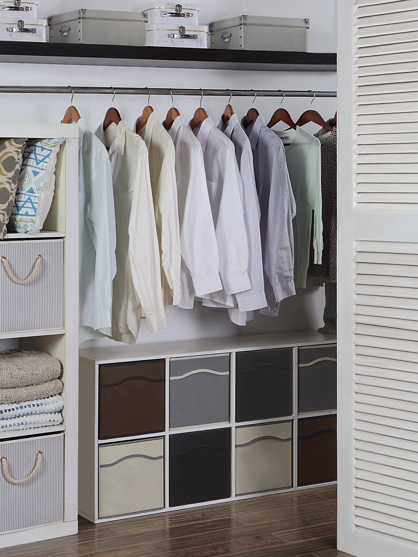 Classic Collapsible, Foldable Storage Fabric Cube Organizer Bin - Pack of 6