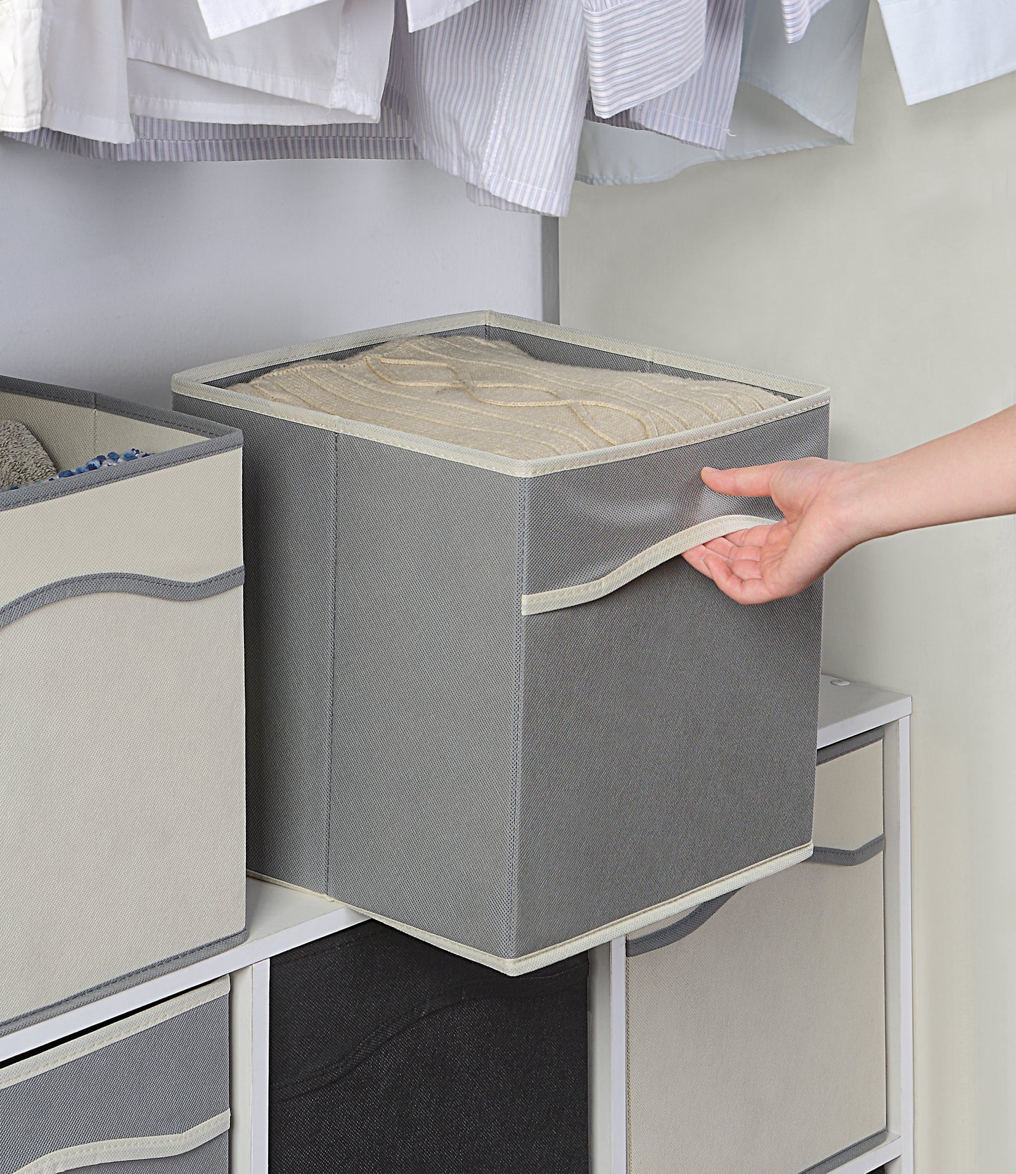 Classic Collapsible, Foldable Storage Fabric Cube Organizer Bin - Pack of 6