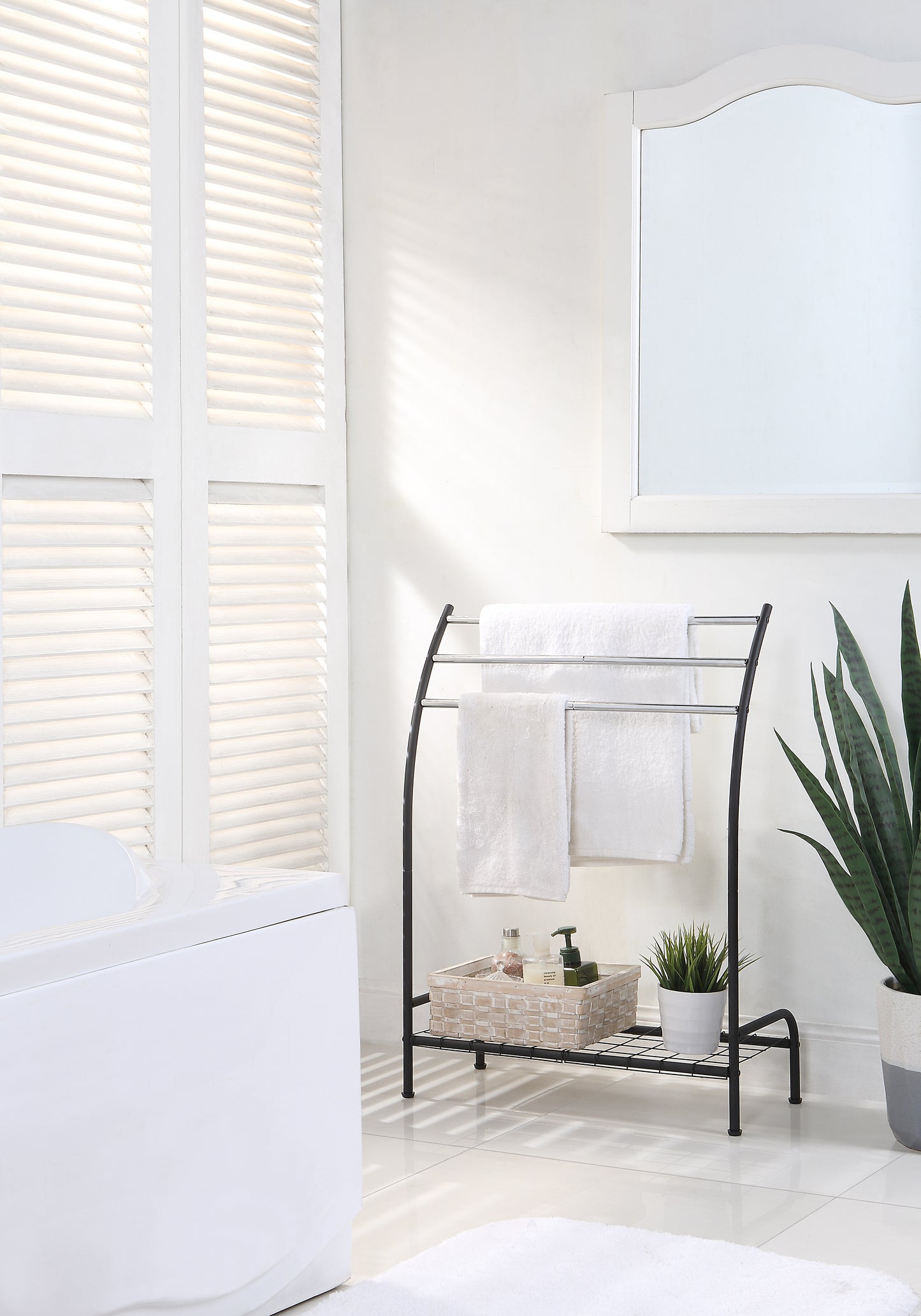 Beal OPP Floor FreeStanding Towel Rack With Removable Wire Shelve