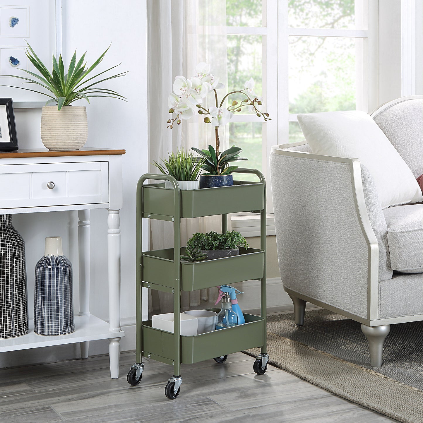 Metal Compact 3 Tier Rolling Cart