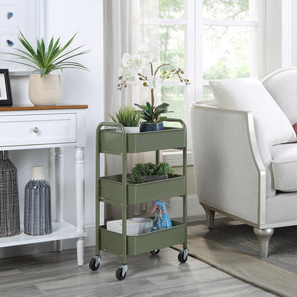 Metal Compact 3 Tier Rolling Cart