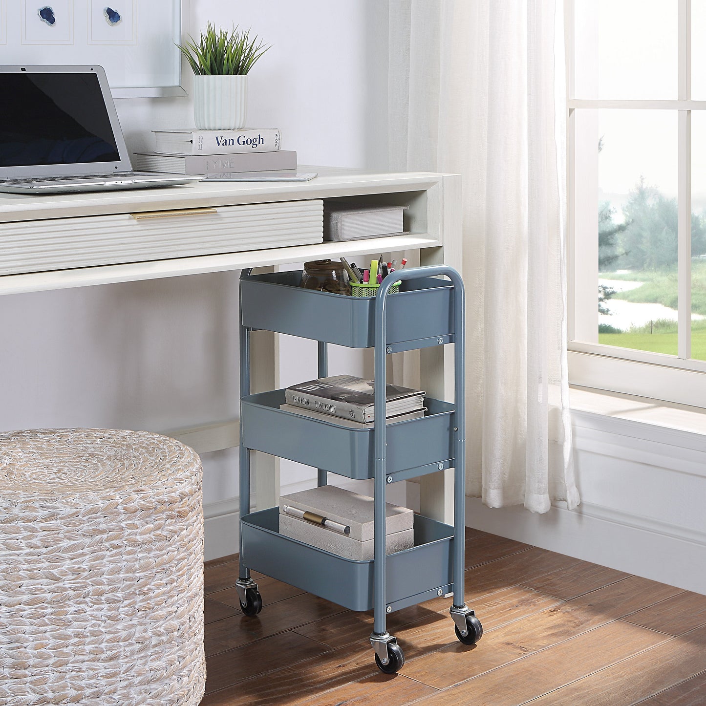 Metal Compact 3 Tier Rolling Cart