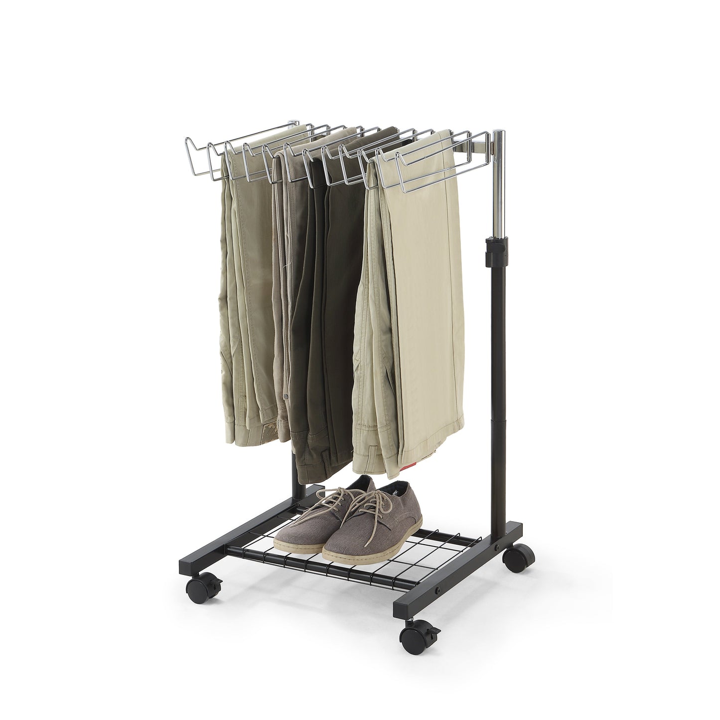 12 Pants/Jeans/Trouser Height Adjustable Rolling Trolley Cart