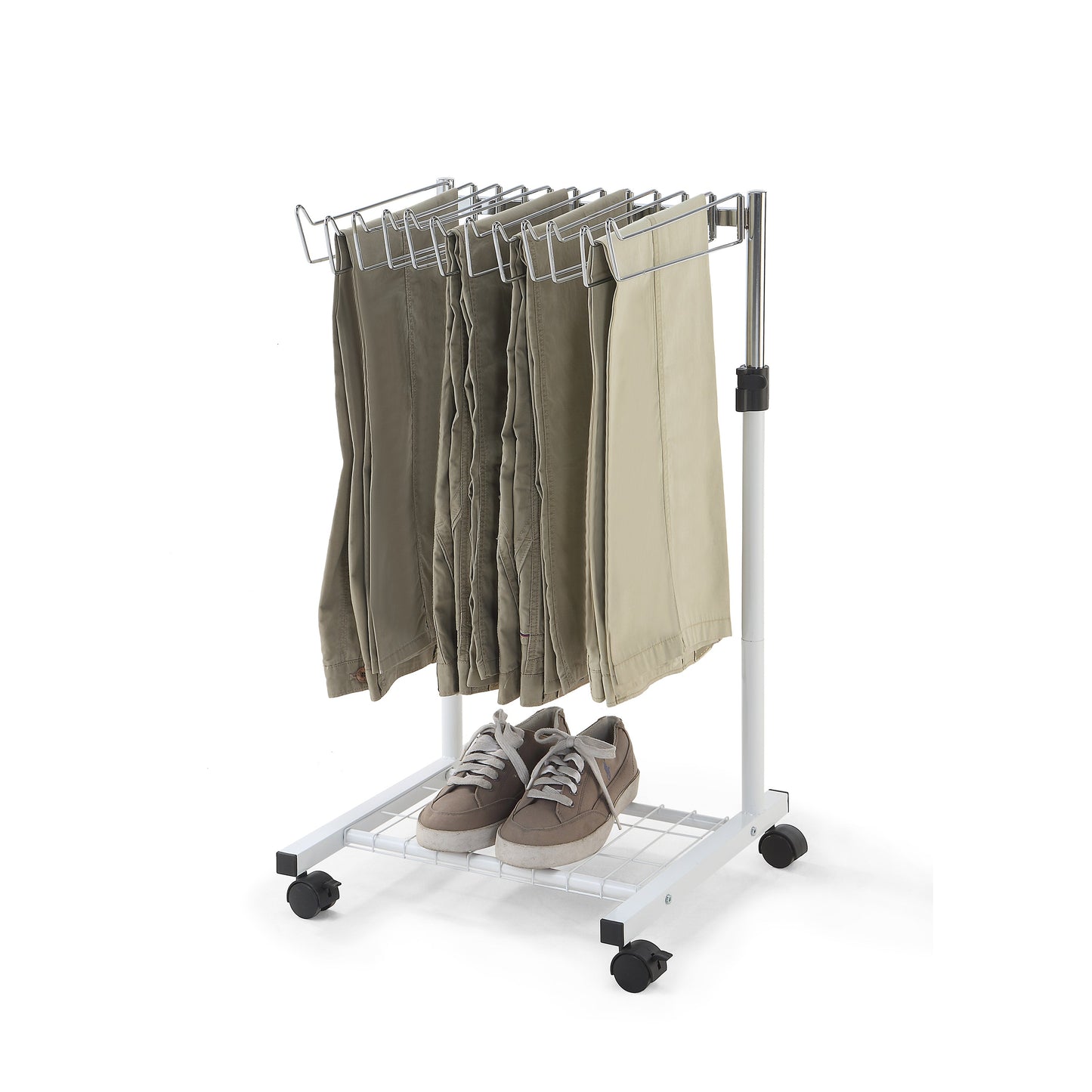 12 Pants/Jeans/Trouser Height Adjustable Rolling Trolley Cart