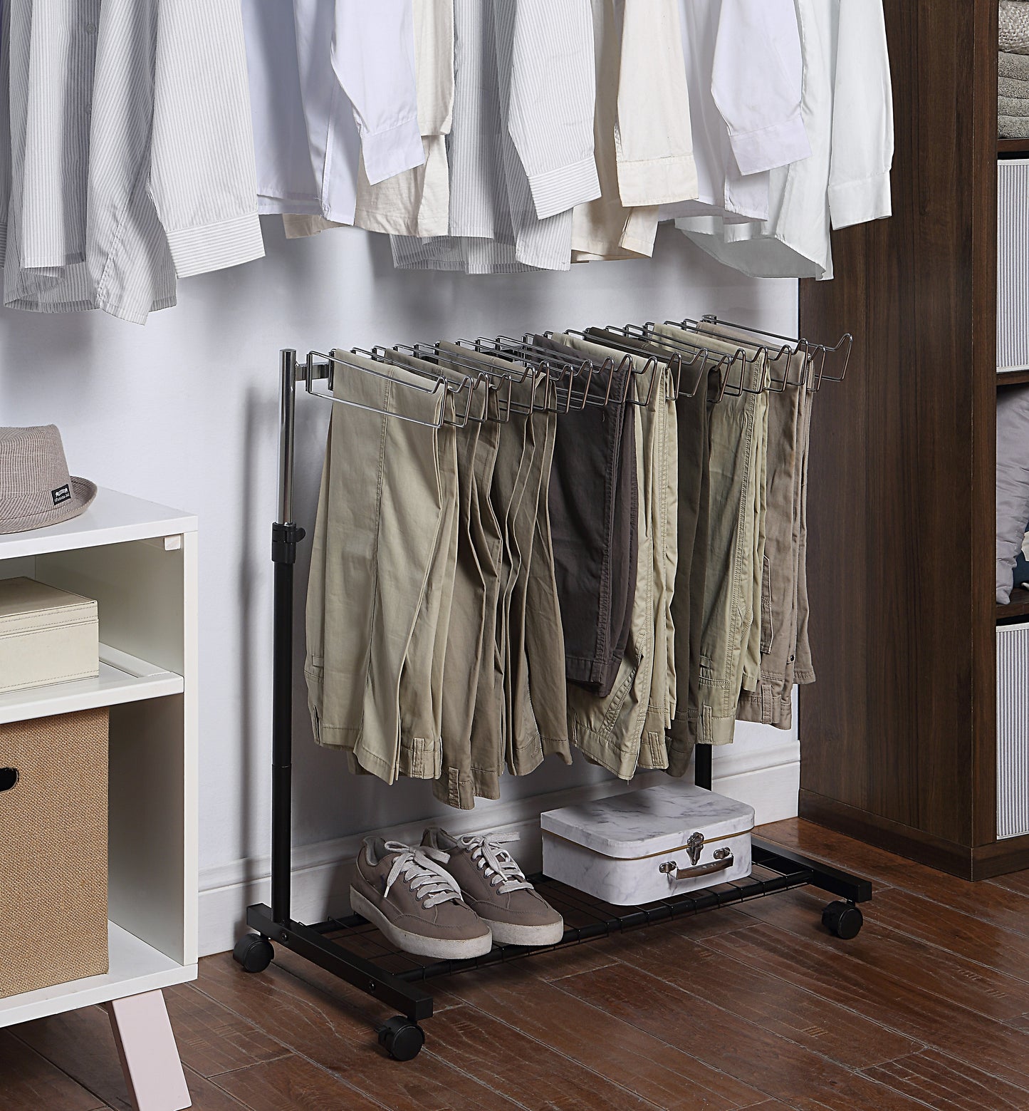 20 Pants/Jeans/Trouser Heigh Adjustable Rolling Trolley Cart