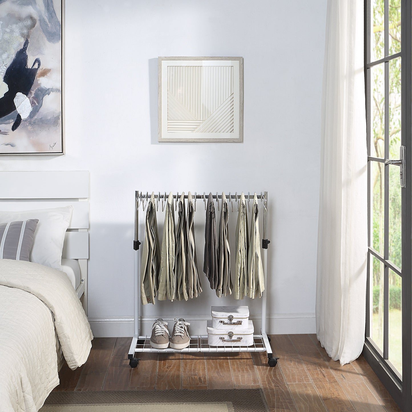 20 Pants/Jeans/Trouser Heigh Adjustable Rolling Trolley Cart