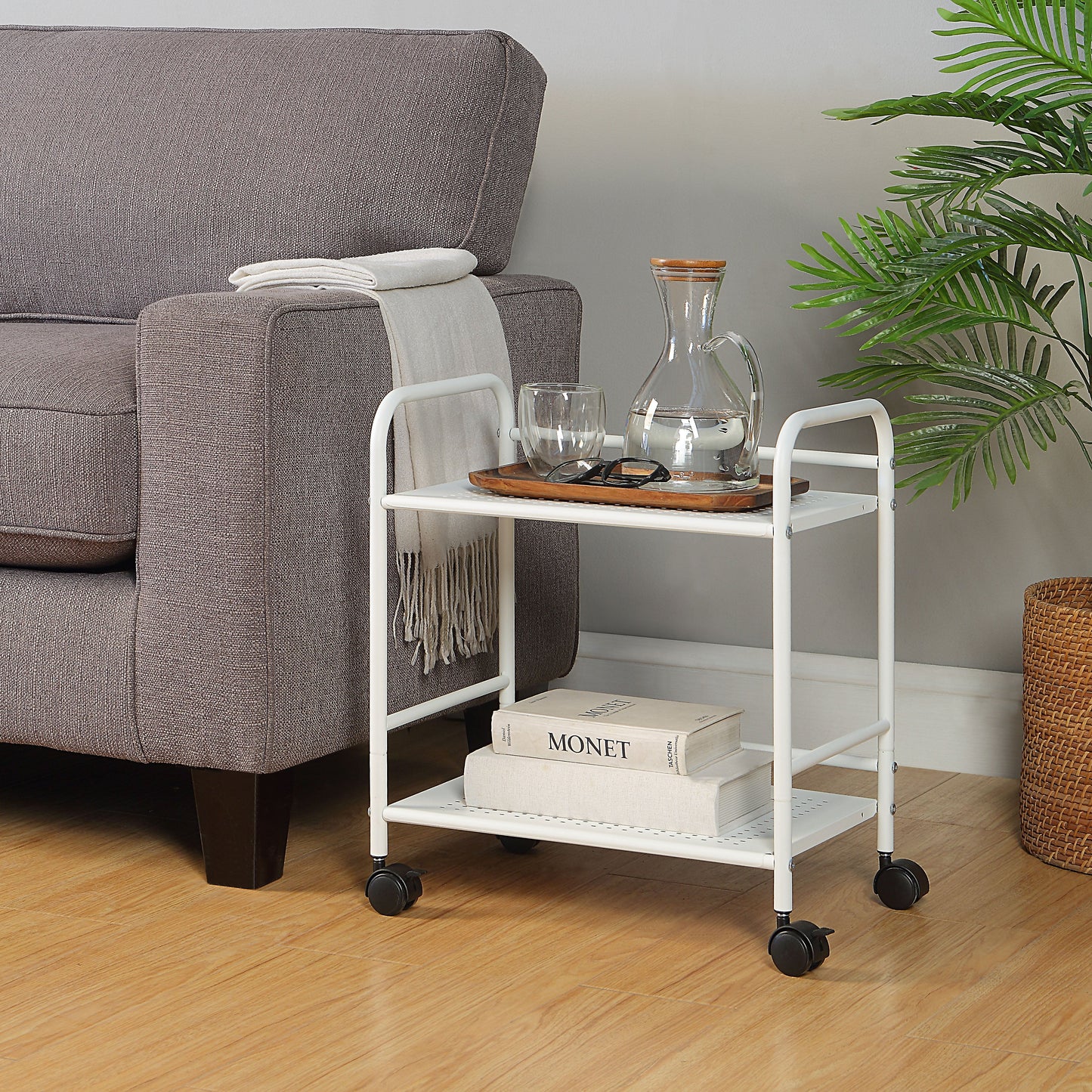 2-Tier Metal Rolling Utility Cart