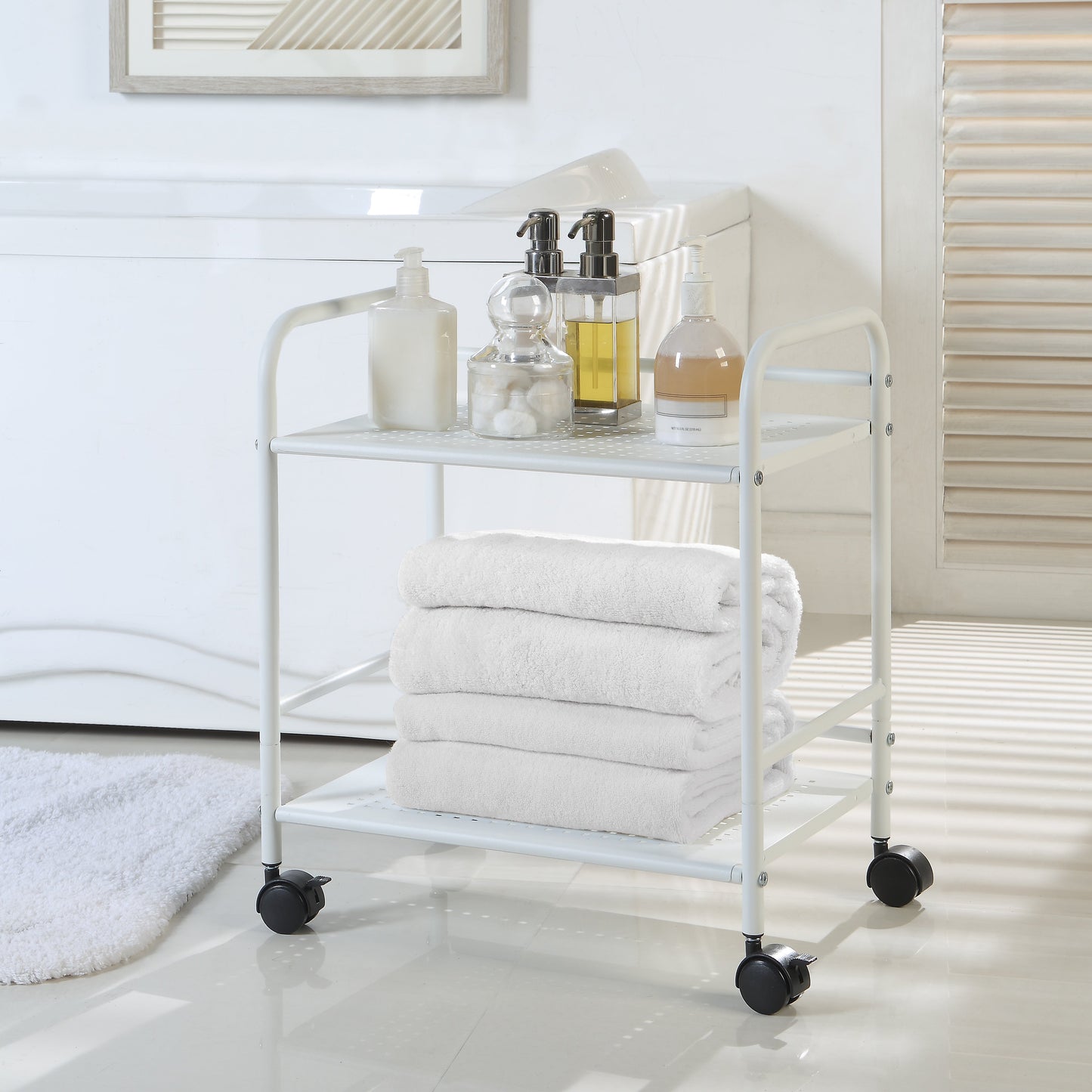 2-Tier Metal Rolling Utility Cart
