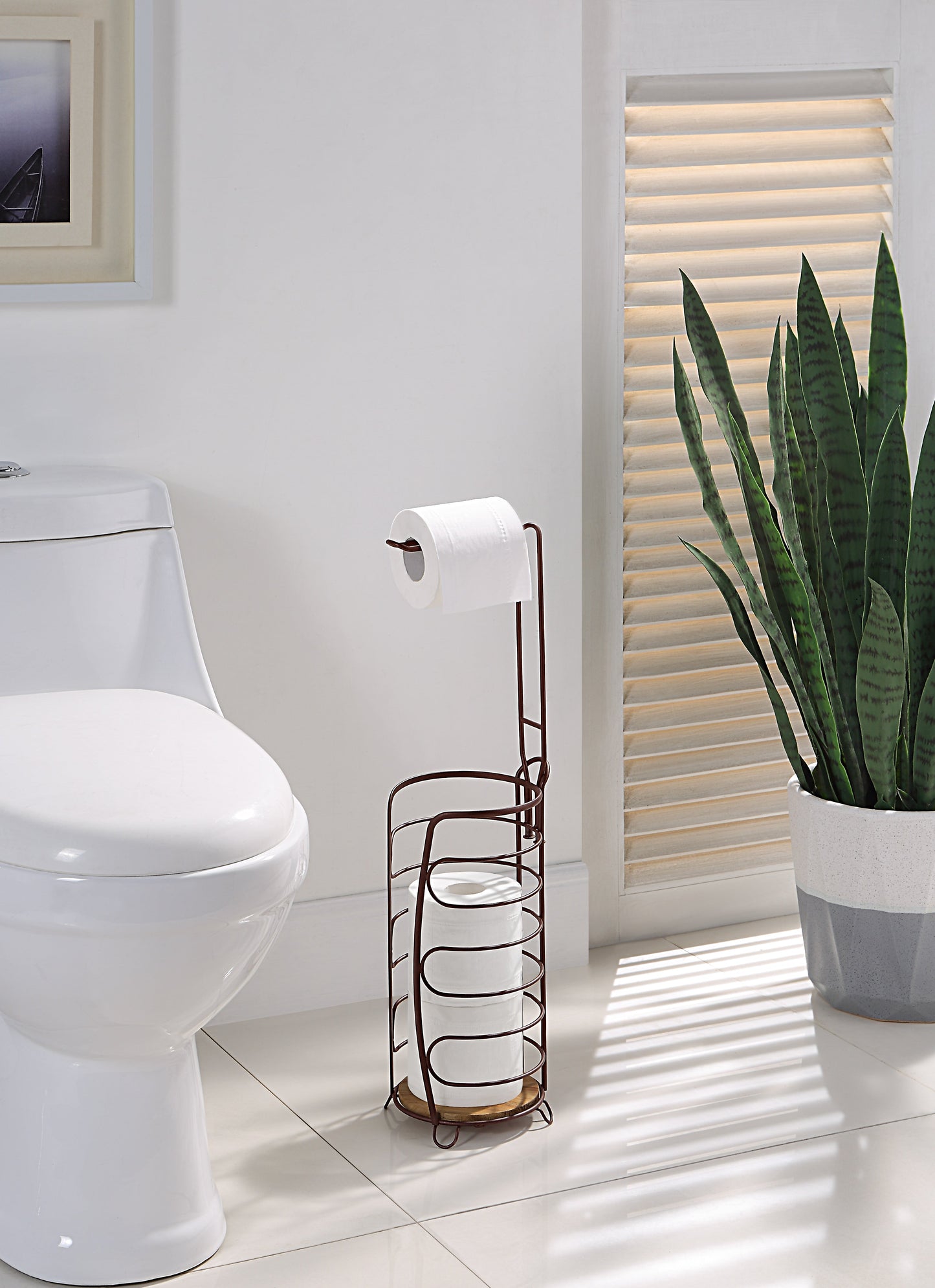 Simple Toilet Paper Holder With Wood Panel