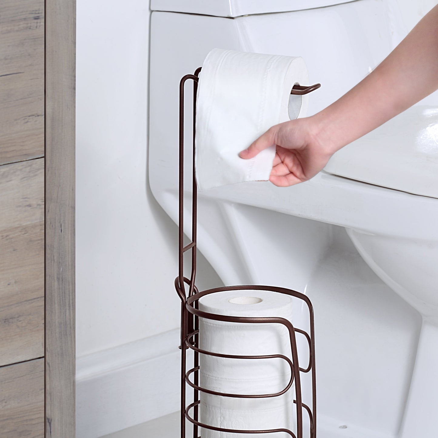 Simple Toilet Paper Holder With Wood Panel