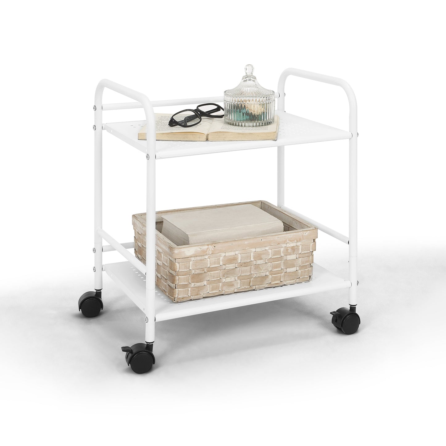2-Tier Metal Rolling Utility Cart
