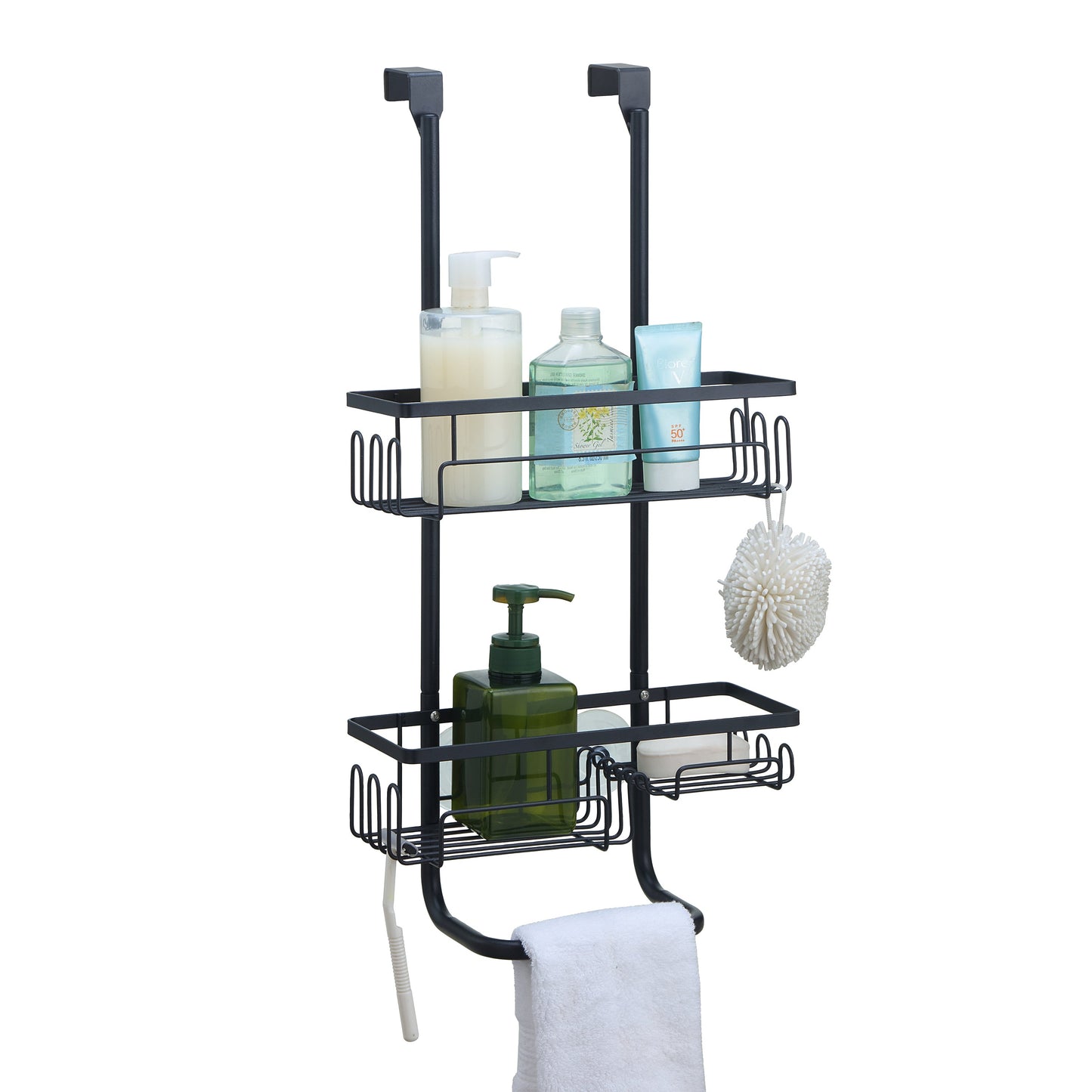 Classic Metal Bathroom Shower Caddy, Over Door Hanging Storage Organizer Basket(Standard)