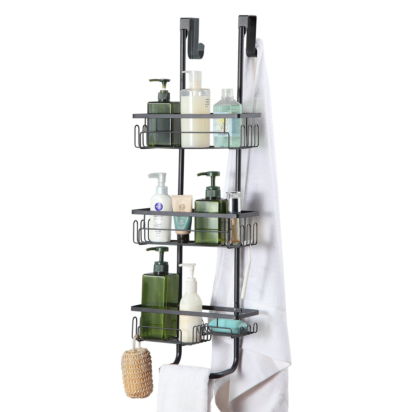 Classic Metal Bathroom Shower Caddy, Over Door Hanging Storage Organizer Basket