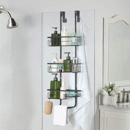 Classic Metal Bathroom Shower Caddy, Over Door Hanging Storage Organizer Basket