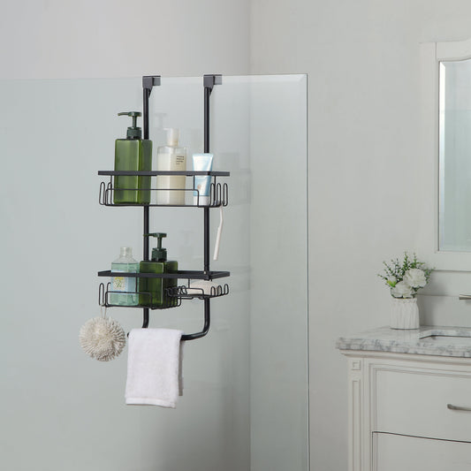 Classic Metal Bathroom Shower Caddy, Over Door Hanging Storage Organizer Basket(Standard)