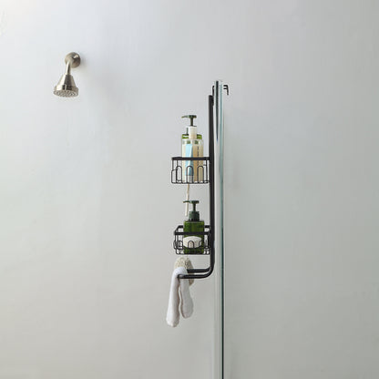 Classic Metal Bathroom Shower Caddy, Over Door Hanging Storage Organizer Basket(Standard)