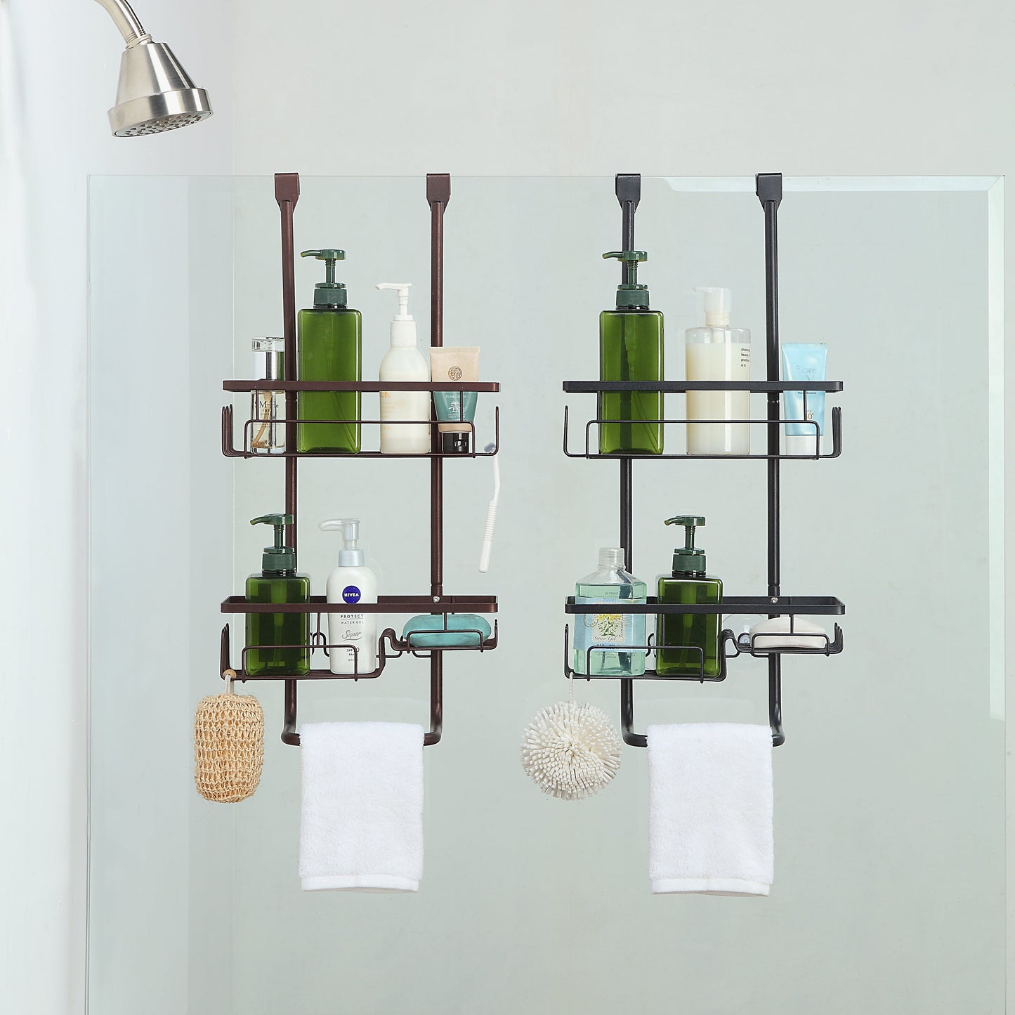 Classic Metal Bathroom Shower Caddy, Over Door Hanging Storage Organizer Basket(Standard)