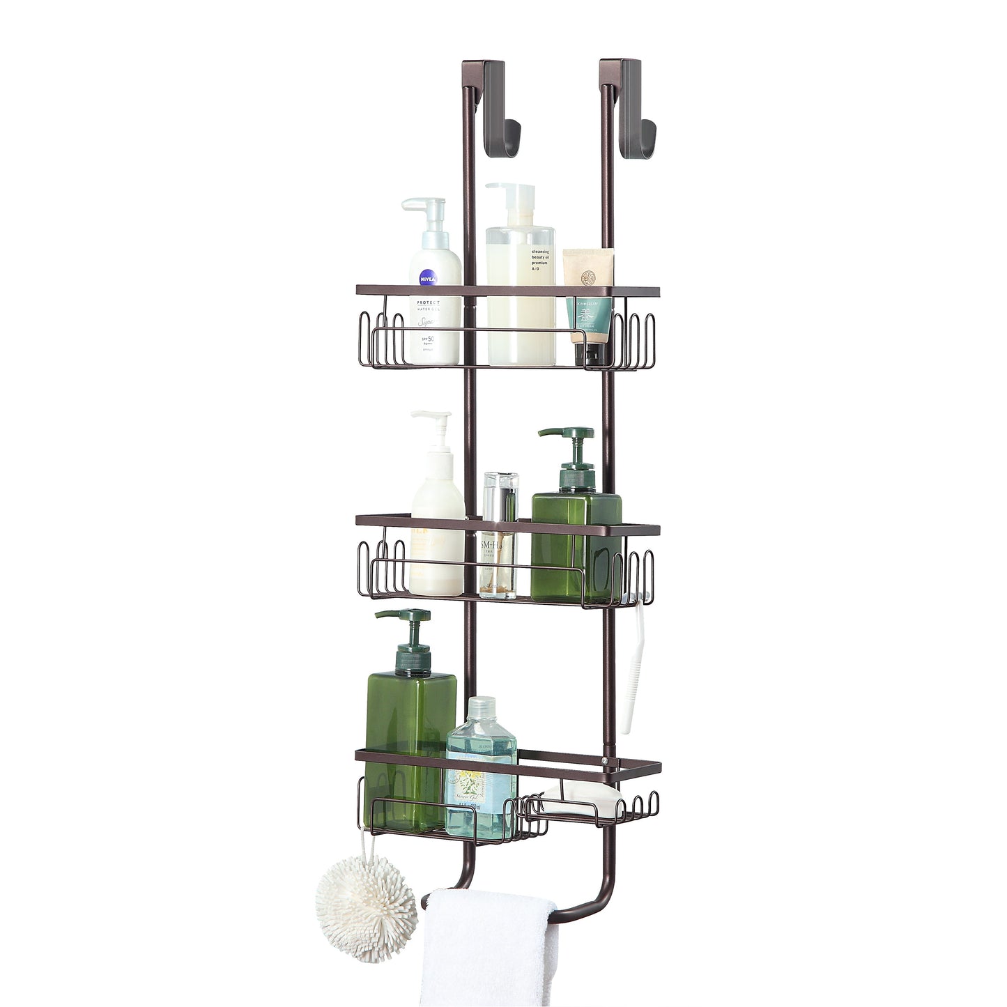 Classic Metal Bathroom Shower Caddy, Over Door Hanging Storage Organizer Basket